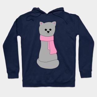 Cat in Pink Scarf Hoodie